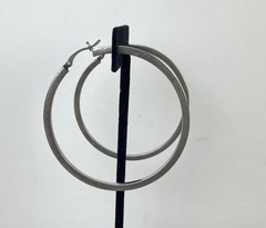 Vintage 90s Acid tested 925 Sterling Silver 2.0” D Hoop Earrings