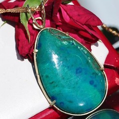 14k yellow gold pendant 38.7ct turquoise solitaire 1920’s antique 10.5gr N2606D