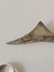 Modern Mid Century Sterling 925 Silver Amber Brooch 3.5 Inches & Rind Size 4.5