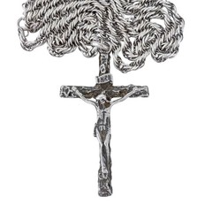 Vintage Sterling Silver 925 Crucifix Pendant Necklace 29″