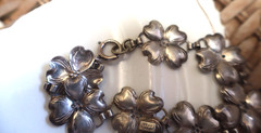 Vintage Signed Beau Sterling Dog Wood Bracelet,7.5 inch,Spring Clasp