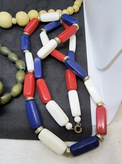 Vintage metal and Wood / Bead Necklace Lot Nice clasp Costume Jewelry