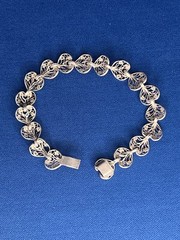 Vintage Sterling Silver 0.925 FILAGREE Heart Links 7.75″ Bracelet RARE