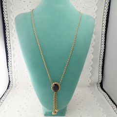 Vintage Smoky Quartz Gold Filled Lariat Tassel 26″ Necklace Weighs 24.8 Grams