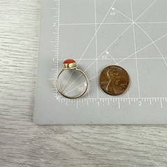 Vintage Antique? Natural Coral Cabochon 800 Silver Gold Tone Ring Size 6.75-7ish
