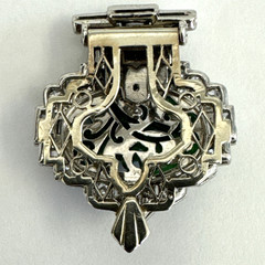 Vintage Platinum Gold Diamond Jade Brooch