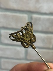 Antique Victorian Hair Stick Pin Ornate Floral Art Nouveau Monogram
