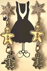 Susan Richardson vintage earrings dangle mixed metals gingerbread snowflakes
