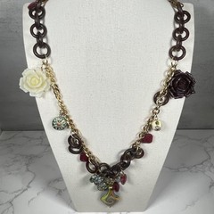 VTG Signed Erickson Beamon Runway Statement Necklace Flower Swirl Glass Pendant