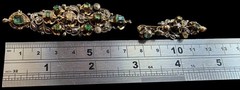 Antique Victorian Gold Parure Set Earrings Pendant Diamonds Emeralds Ca 1850
