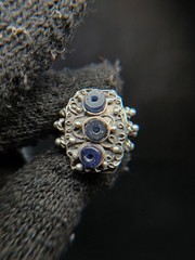 Vintage Sterling Silver Lapis Ring Tribal Middle Eastern Style Size 3.25