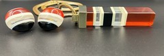 Designer Vintage! 1970s Lanvin Paris Mod Lucite Necklace &clip back earrings set