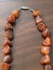 Vintage Red Carnelian Agate Nugget Necklace 18″ Chunky