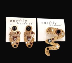 Vintage Signed Newpro Earrings & Pin Set Rare SEE DESCRIPTION Free Ship!