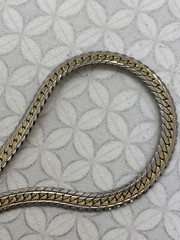 Medici Gold Silver Tone Thick flat Snake Chain Necklace Vintage textured