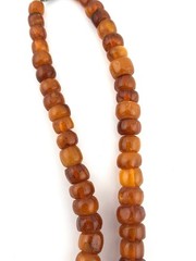 Vintage Baltic Amber Bead Necklace Honey Cognac Barrel 14in 17g