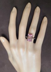 Vintage 14k white gold engagement ring 5.27ct. Natural Pink Tourmaline