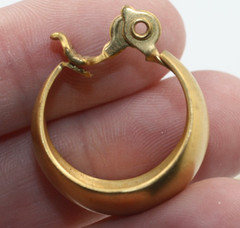 Vintage gold tone Satin finish medium wide hoop Monet push back clip on earrings