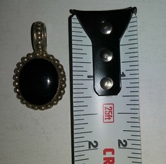 Vintage Silver and Black Onyx Pendant Marked 925 Thailand