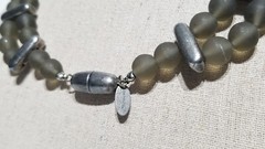 Vintage Marina & Susana Sent Murano Glass Smoky Gray Beaded Double Row Necklace