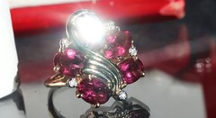14k yellow gold ring 4.00ct rhodolite garnet diamond sz 5.25 vintage 4.95g N3511