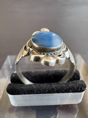 Vintage 925 Sterling Silver Southwestern Blue Gemstone Ring Size 8.75 US