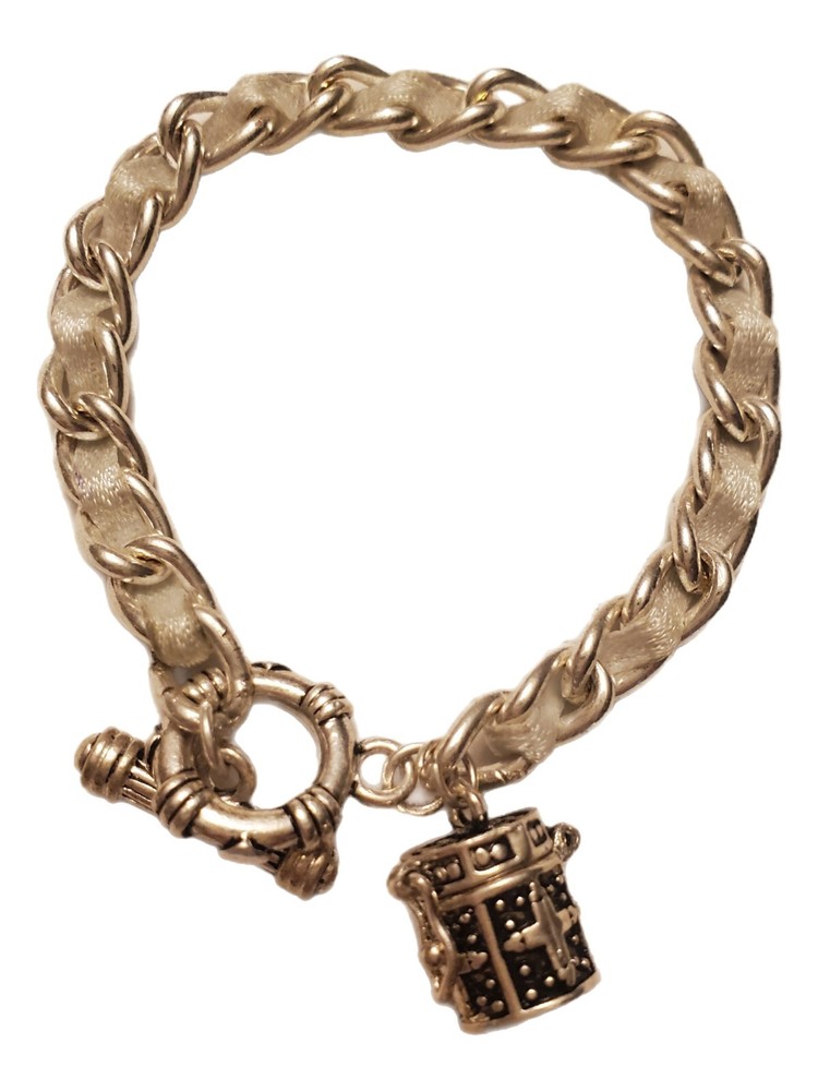 Silvertone Chain Bracelet with Tiny Prayer Box Charm Opens + Close