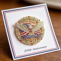 1776-2026 USA 250th Anniversary Brooch Freedom Eagle American Flag Rhinestone Pi