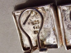 VINTAGE STAMPED 925 SIGNED FAS OMEGA BACK POST BLACK ONYX EARRINGS 3/4″