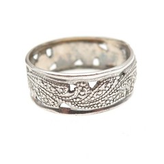 ESPO Joseph Esposito Sterling Silver Antique Art Deco Floral Band Ring Size 9.75