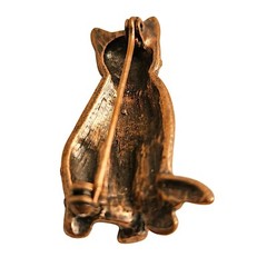 Vintage Gold Orange Tone Cat Pin Brooch Rhinestones 1 .5 Inches