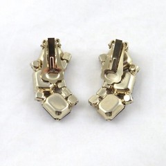 Vintage Rhinestone Clamper Bracelet Clip On Earrings Set Purple Rhinestones