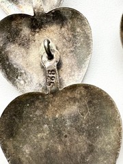 Sterling Silver Vintage Triple Heart Overlap Dangle Earrings