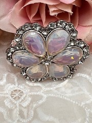 Monet Pin Brooch Opalescent Silver Toned Clear Crystals