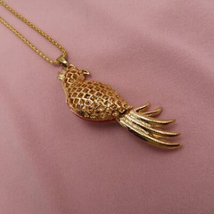 Betsey Johnson Necklace Cockatoo Parrot 3.5 in Pendant Pink Blue Crystal 136c