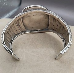 Vintage Navajo Picture Jasper Sterling Silver Cuff Bracelet Small 6″ No Markings