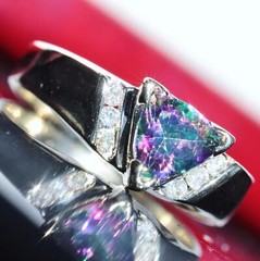 14k yellow gold sz-7.5 ring 1.12ct Mystic treated topaz diamond 4.3gr N2341E