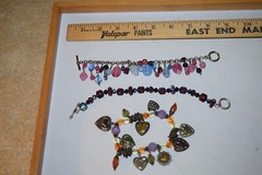 Vintage to now lot of 3 glass metal plastic beaded chain charm bracelets