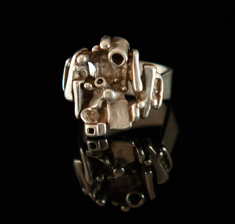 Juhls Kautokeino Norway Brutalist Scandinavian Sterling Silver Ring 925S Size 8