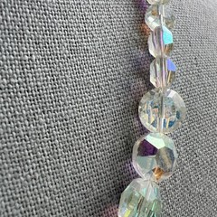 Vintage Aurora Borealis Crystal Necklace, 17″; Nice