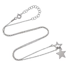 Vintage Sterling Silver 925 Double Star Pendant Necklace 14″-15.5″