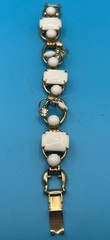 Vintage Juliana DeLizza & Elster 5Link Bracelet Unsigned White Milk Glass Estate