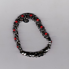Vintage Cookie Lee Strech Bracelet Red Stones Silver Tone