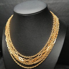 Vintage Multi-strand Chain Necklace Gold Tone. 14.337