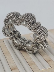 Antique Rajasthan Tribal Sterling Silver Granulated Bracelet 290g Handmade 6.75