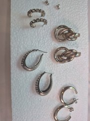 Vintage Pierced Earrings Silver Tone Lot