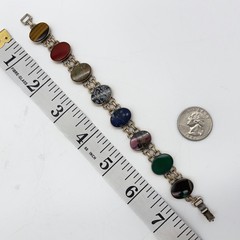 VTG 1950s Symmetalic 1/20 14k Gold on 925 Silver 7.5″ Multi-Gemstone Bracelet