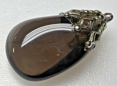 Vintage Tumbled Polished Smoky Quartz Gemstone Pendant Hand Made As Is