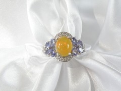 Vintage Sterling Silver 925 Fire Ethiopian Opal Tanzanite Butterfly Ring Size 7