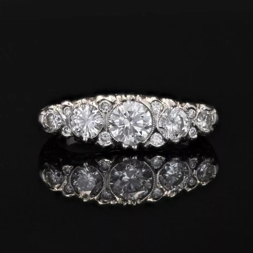 Art Deco Style Round Cut Lab Created Diamond 14K White Gold FN Engagement Ring